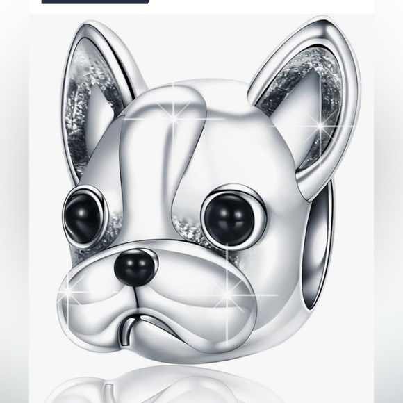 Frenchie silver charm fits all Pandora bracelets - Picture 1 of 3